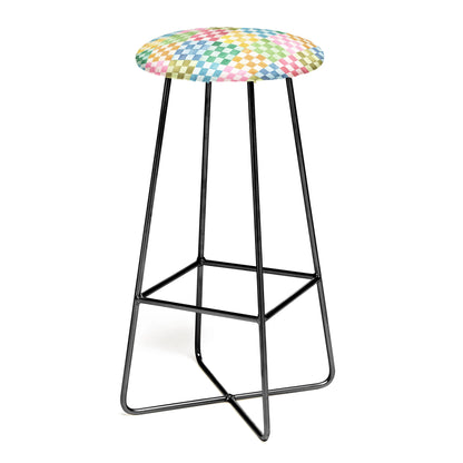 Checkerboard watercolor squares mosaic stool