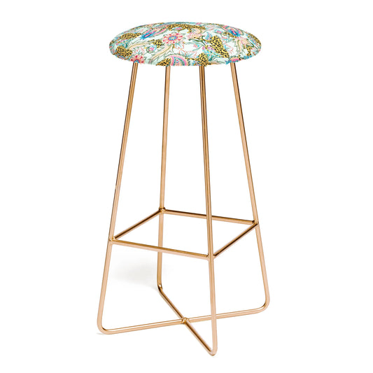 Leopards and floral jungle stool