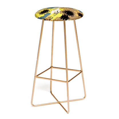 Yellow ochre florals stool