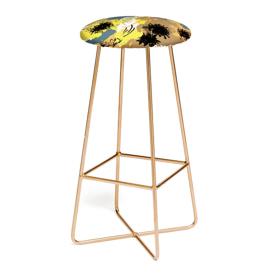 Yellow ochre florals stool