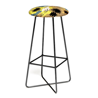 Yellow ochre florals stool