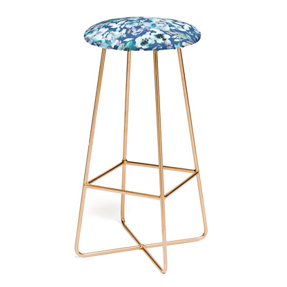 Natural haze artistic summer floral blue stool