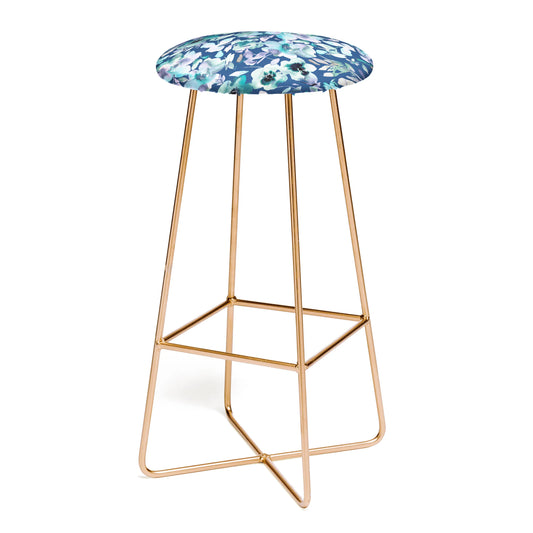 Natural haze artistic summer floral blue stool