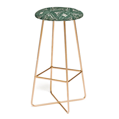 Intricate forest mosaic stool
