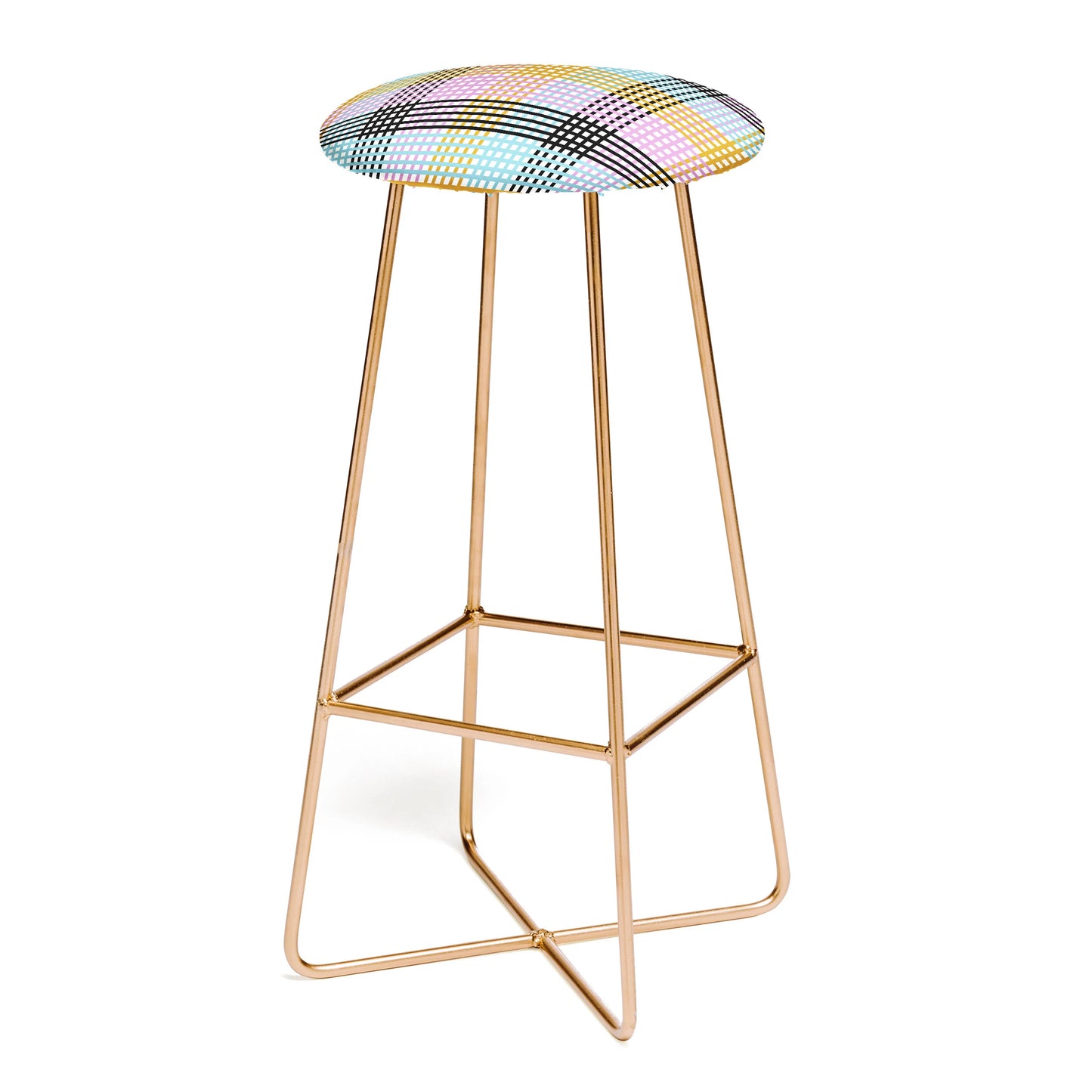 Multicolor gingham grid stool