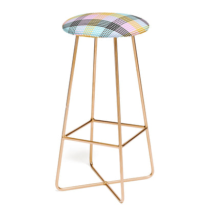 Multicolor gingham grid stool