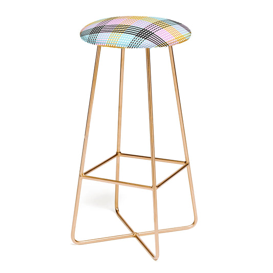 Multicolor gingham grid stool