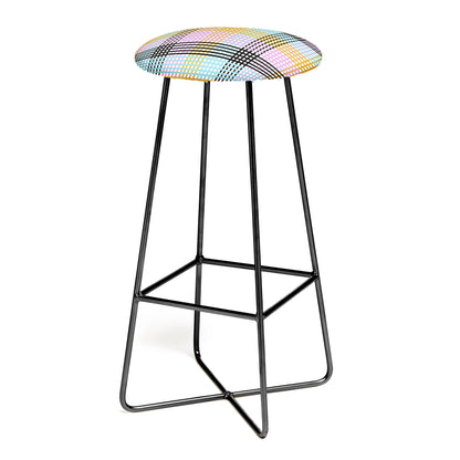 Multicolor gingham grid stool