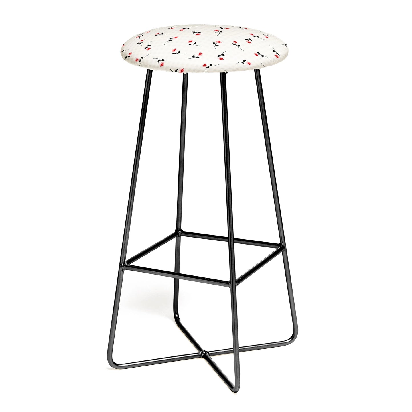Tiny roses on gingham stool