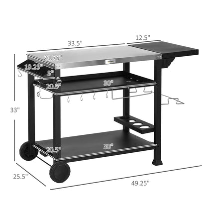 Outsunny 3-Shelf Outdoor Grill Cart Table