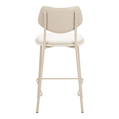 Homeroots 4 Set Gray Bar Chairs Counter Height Steel Frame back view with gray seat and steel frame.