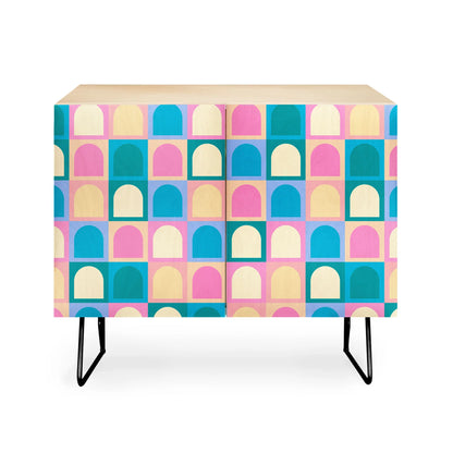 Color poems checker arches tones cabinet credenza