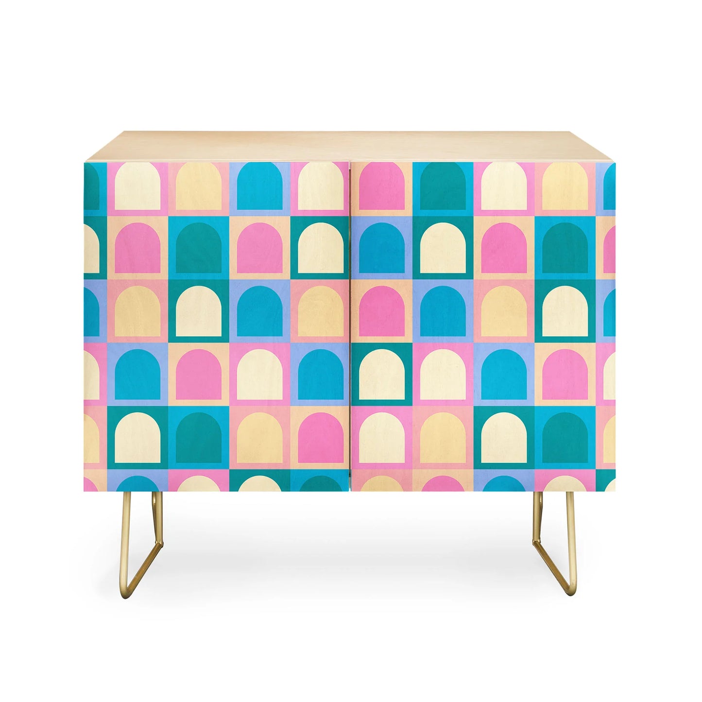 Color poems checker arches tones cabinet credenza