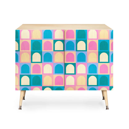 Color poems checker arches tones cabinet credenza