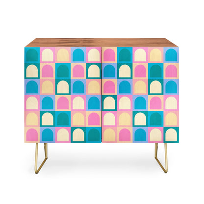 Color poems checker arches tones cabinet credenza