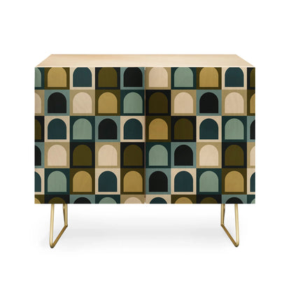 Color poems checker earthy tones cabinet credenza