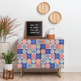 Color poems checker daisies ii blue pink cabinet
