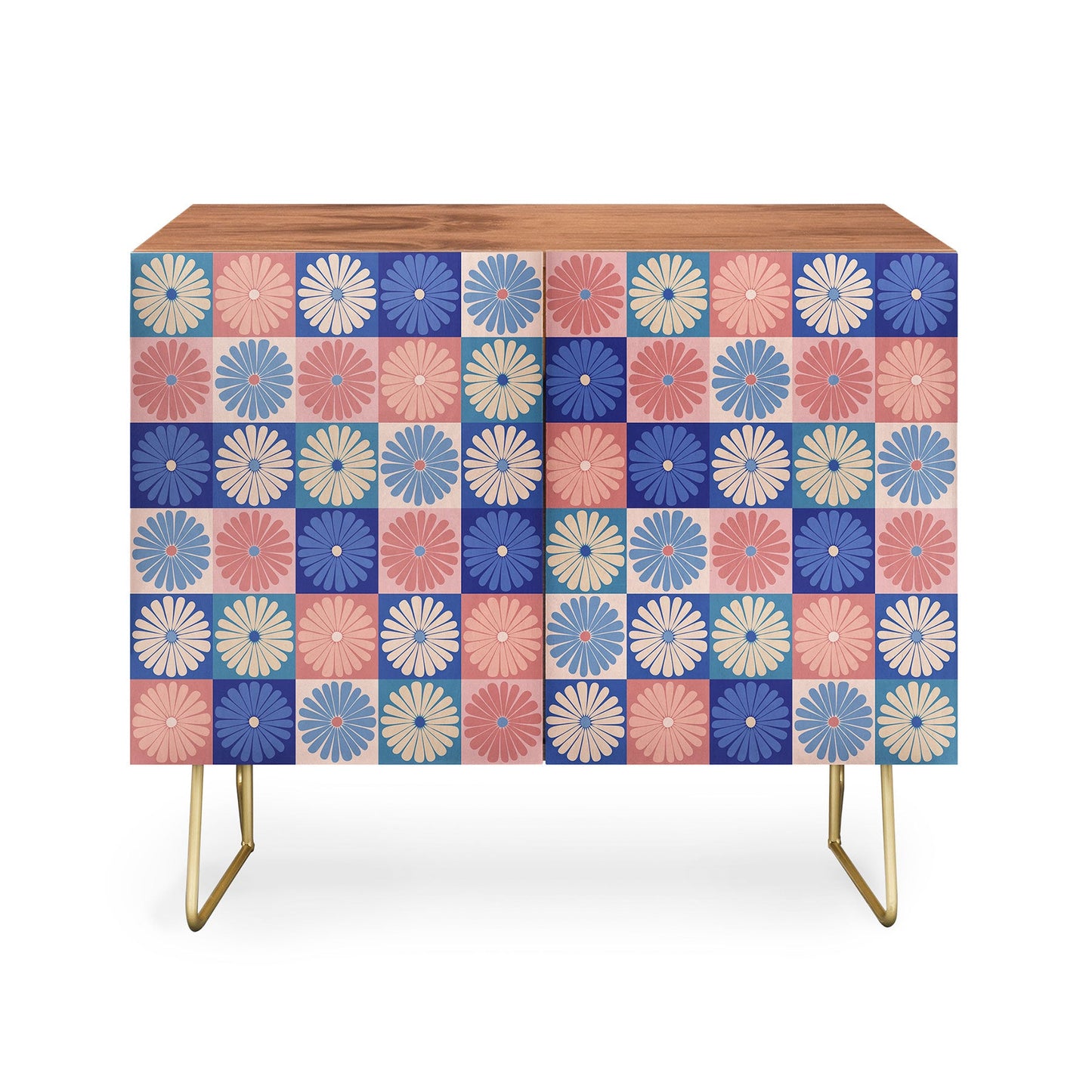 Color poems checker daisies ii blue pink cabinet