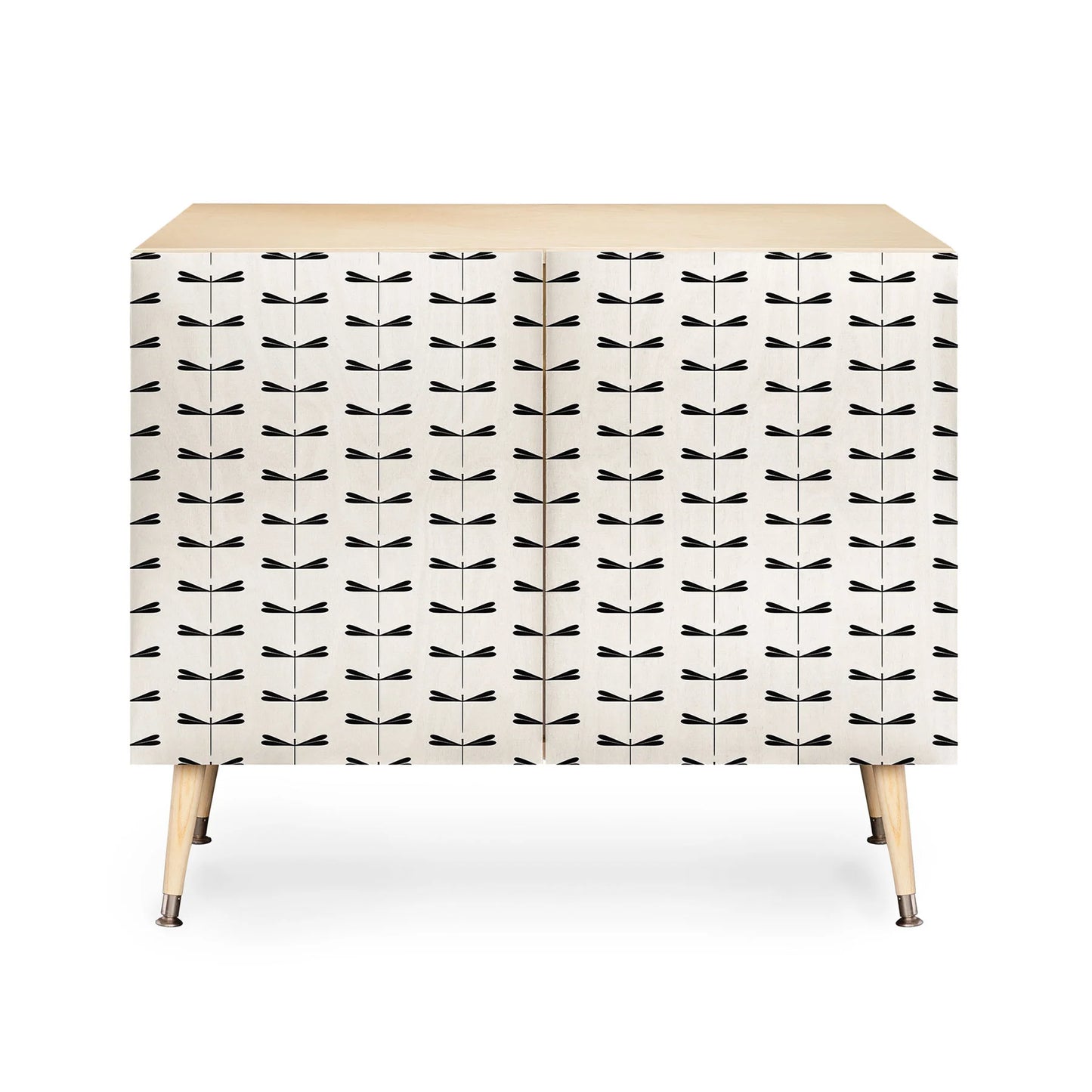 Color poems dragonfly pattern black white cabinet credenza