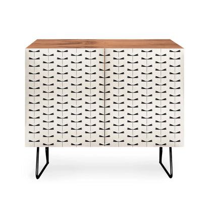 Color poems dragonfly pattern black white cabinet credenza