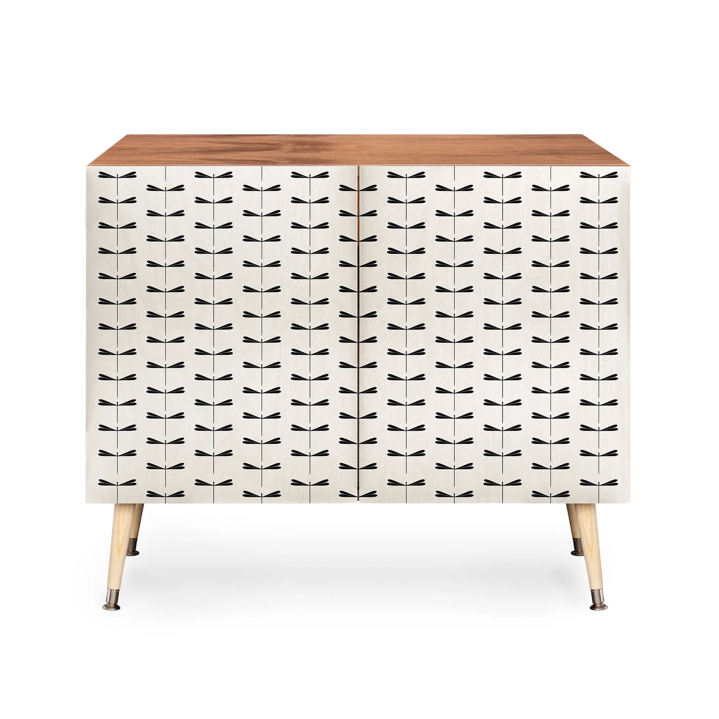 Color poems dragonfly pattern black white cabinet credenza