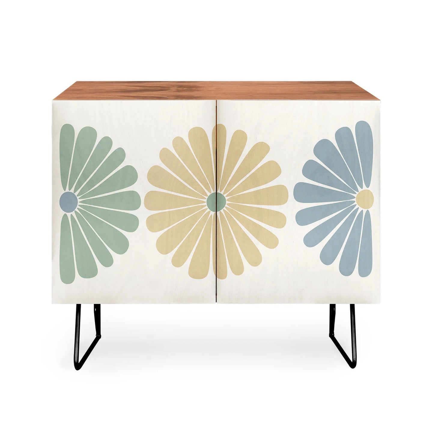 Color poems retro daisy multicolor sideboard cabinet  credenza