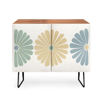 Color poems retro daisy multicolor sideboard cabinet  credenza