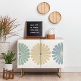 Color poems retro daisy multicolor sideboard cabinet  credenza