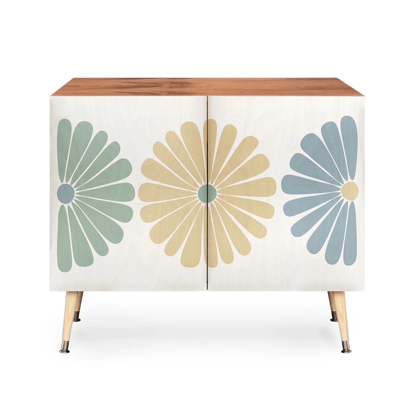 Color poems retro daisy multicolor sideboard cabinet  credenza