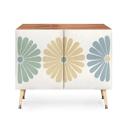 Color poems retro daisy multicolor sideboard cabinet  credenza