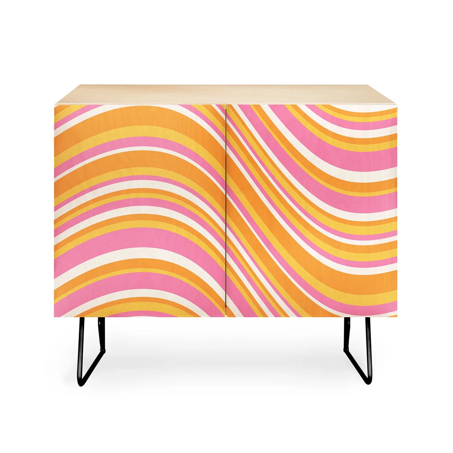 Color poems wavy retro stripes iii cabinet credenza