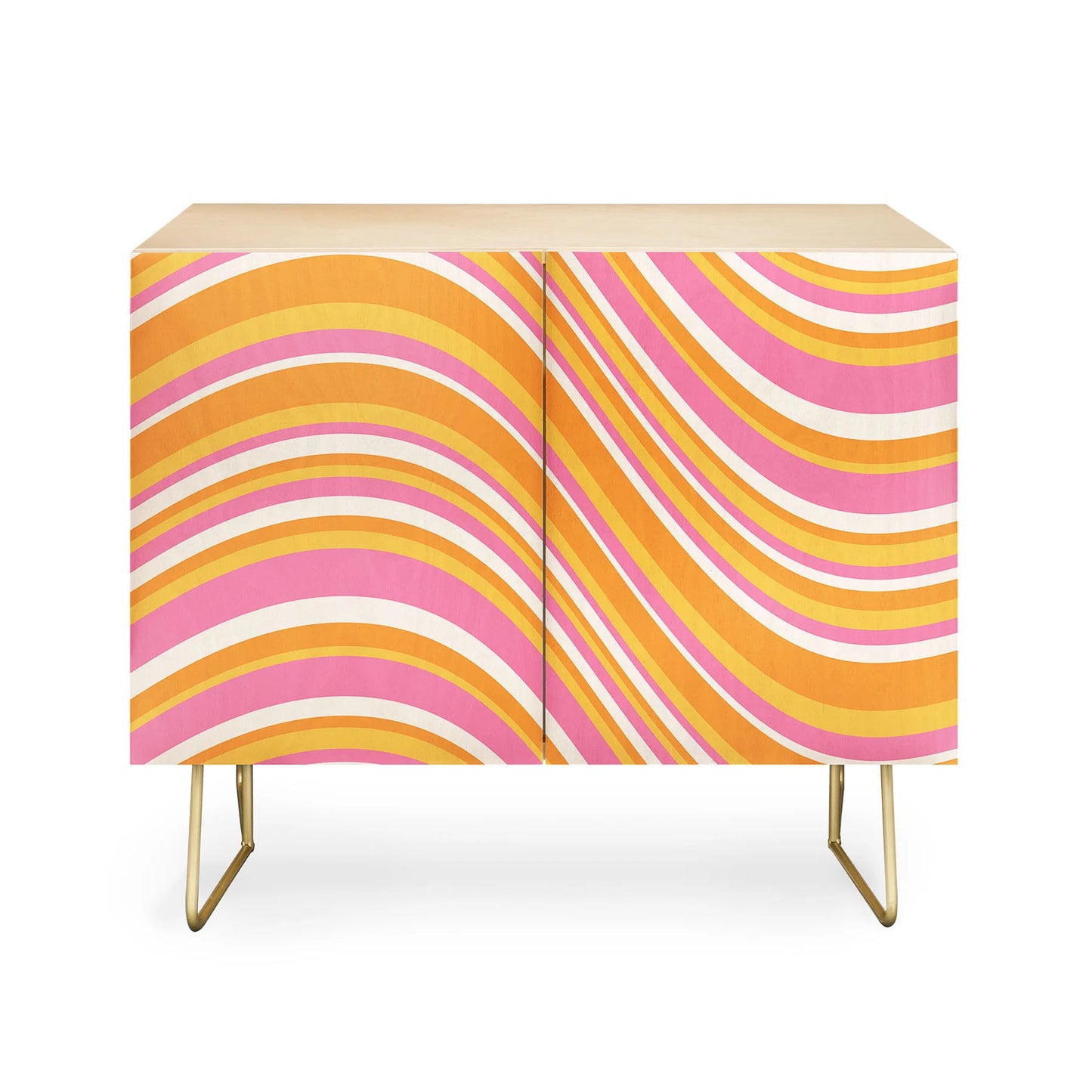 Color poems wavy retro stripes iii cabinet credenza