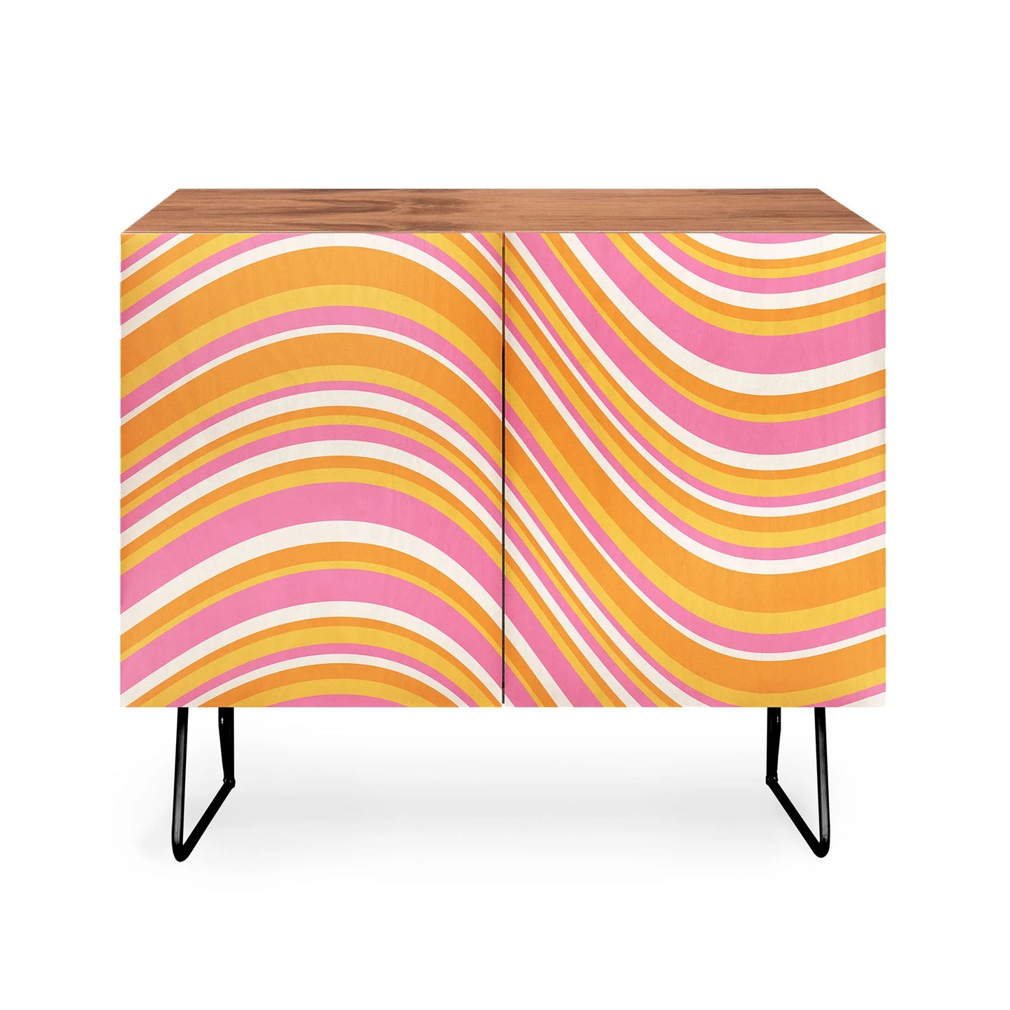 Color poems wavy retro stripes iii cabinet credenza