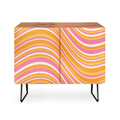 Color poems wavy retro stripes iii cabinet credenza