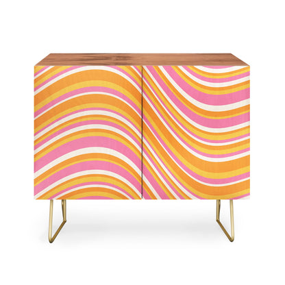 Color poems wavy retro stripes iii cabinet credenza