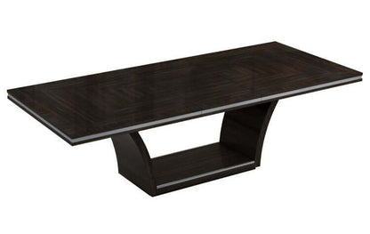 Seven Piece Dark Brown Solid Wood Dining Set with Six Chairs