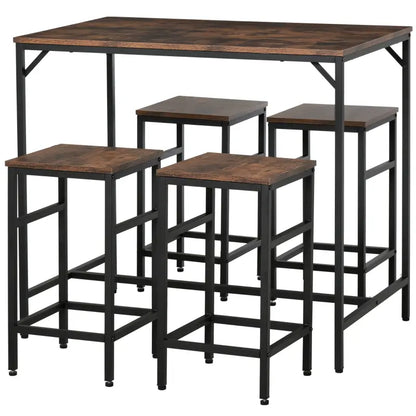 HOMCOM 5-Piece Industrial Dining Table Set