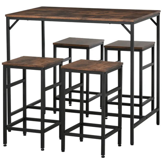 HOMCOM 5-Piece Industrial Dining Table Set