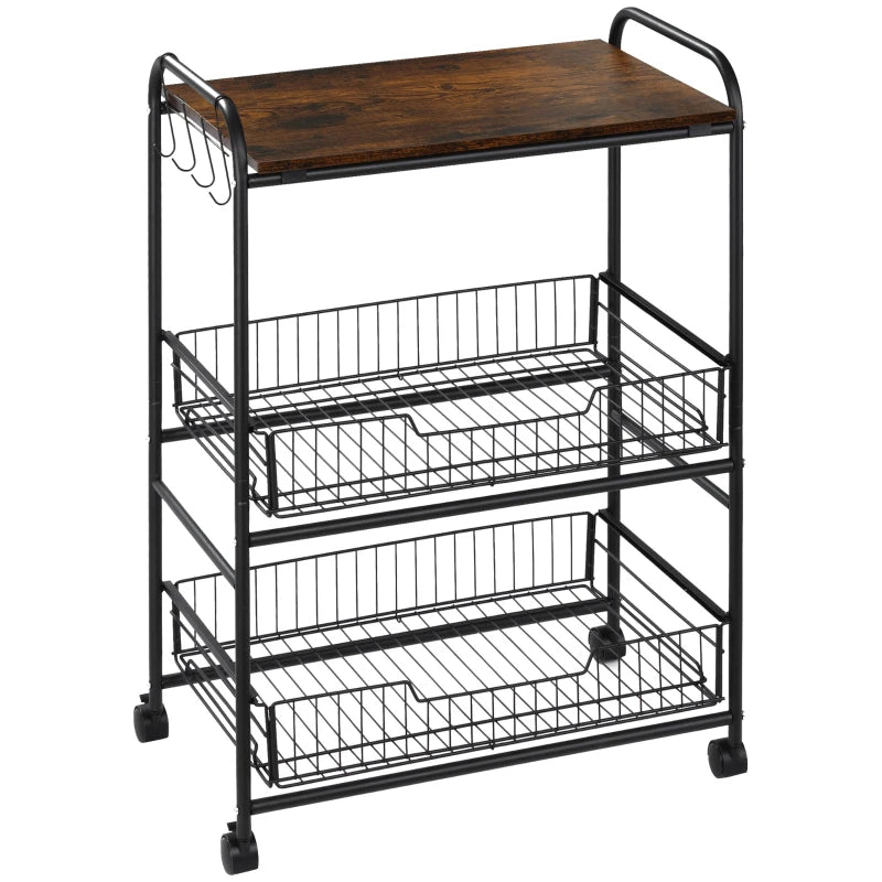 HOMCOM 3 Tier Kitchen Cart with Storage