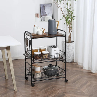 HOMCOM 3 Tier Kitchen Cart with Storage