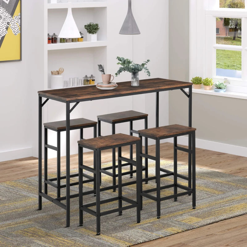 HOMCOM 5-Piece Industrial Dining Table Set