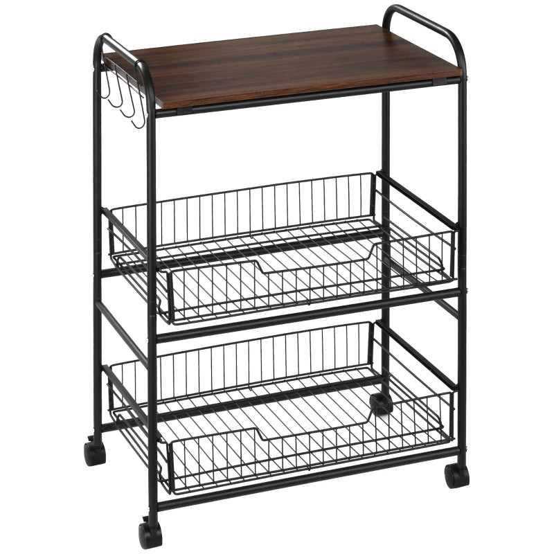 HOMCOM 3 Tier Kitchen Cart with Storage