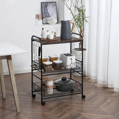 HOMCOM 3 Tier Kitchen Cart with Storage