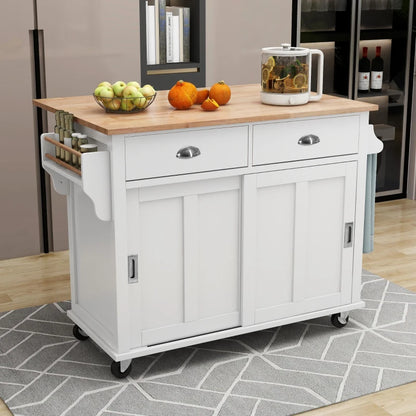 Kitchen Cart with Drop-Leaf Countertop