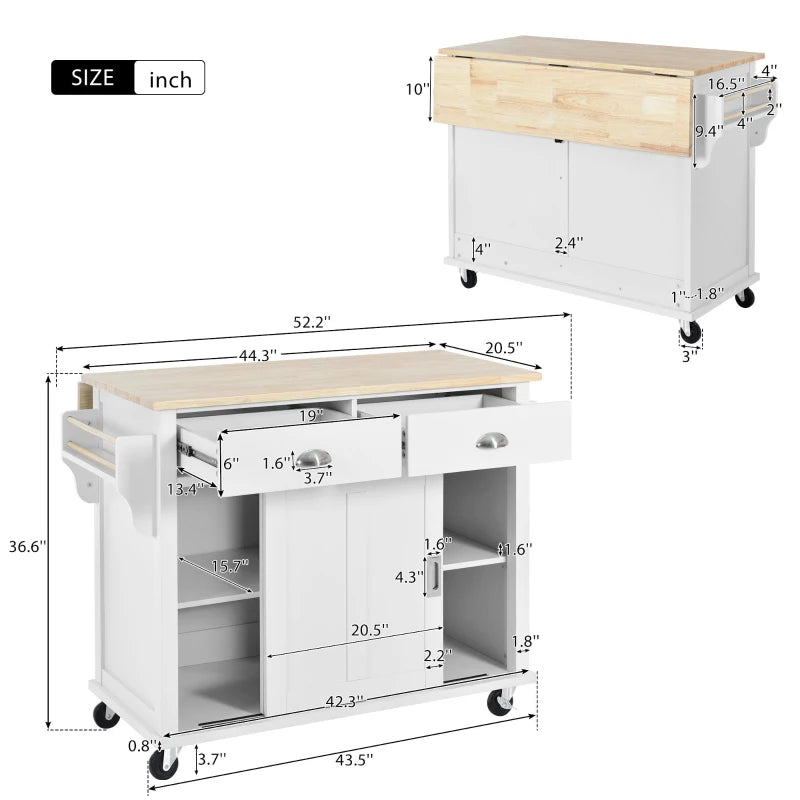 Kitchen Cart with Drop-Leaf Countertop