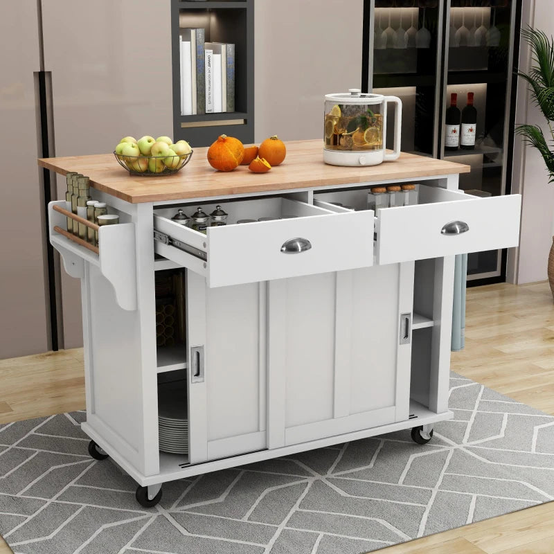 Kitchen Cart with Drop-Leaf Countertop
