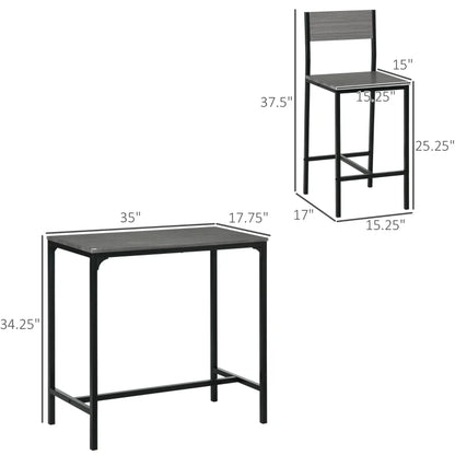 HOMCOM 3 Piece Bar Table and Chairs