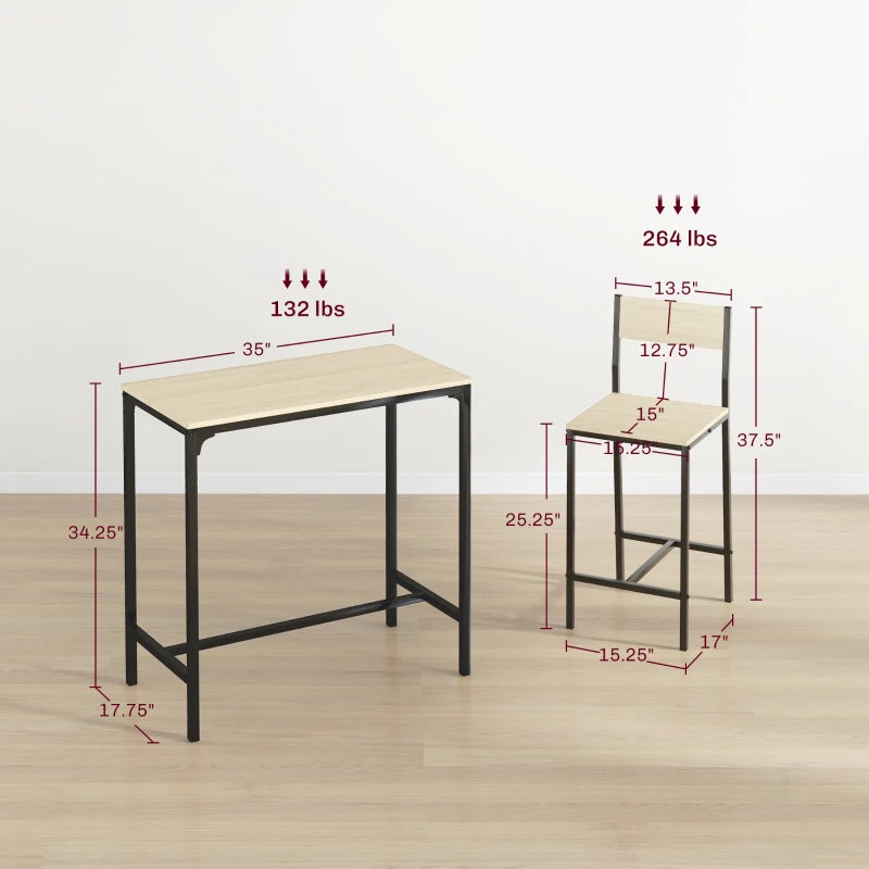 HOMCOM 3 Piece Bar Table and Chairs