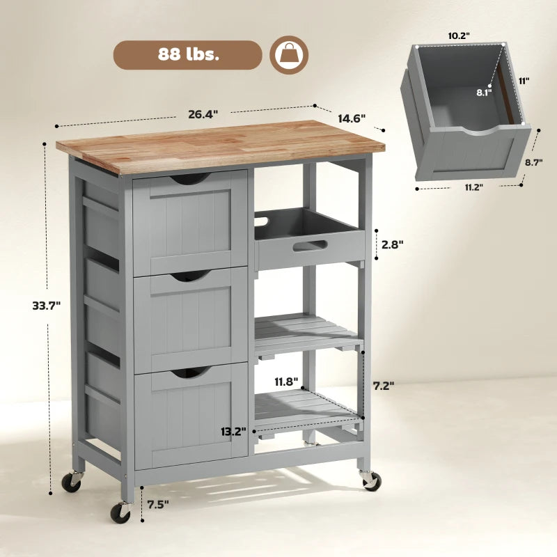 HOMCOM Rolling Kitchen Cart
