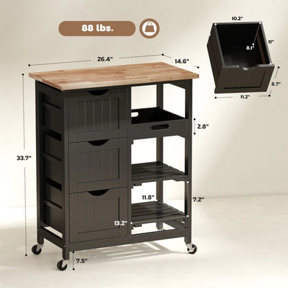HOMCOM Rolling Kitchen Cart